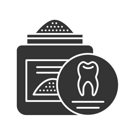 Tooth powder glyph icon. Dentifrice. Silhouette symbol. Negative space.のイラスト素材