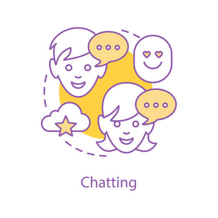 Romantic chatting concept icon. Online communication idea thin line illustration. Vector isolated outline drawingのイラスト素材