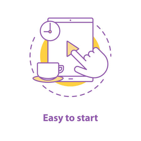 Digital software concept icon. Easy app downloading and installing idea thin line illustration. Vector isolated outline drawingのイラスト素材