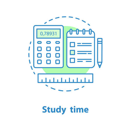 Study time concept icon. School education idea thin line illustration. Math. Vector isolated outline drawingのイラスト素材