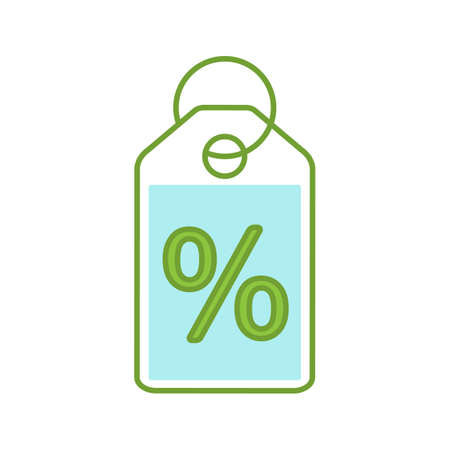 Percent label color icon. Discount offer tag. Sale. Isolated vector illustrationのイラスト素材