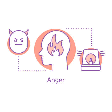 Anger concept icon. Stress idea thin line illustration. Furious person. Vector isolated outline drawingのイラスト素材