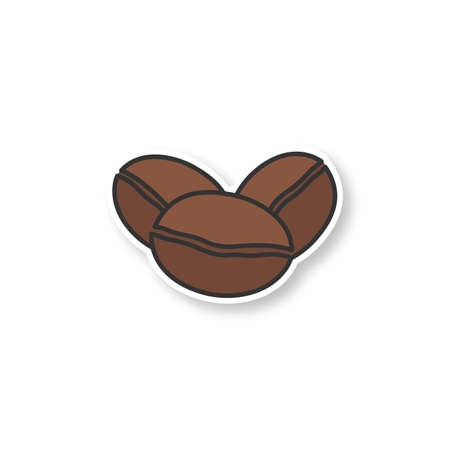 Coffee beans patch. Coffee house sign. Color sticker. Vector isolated illustrationのイラスト素材