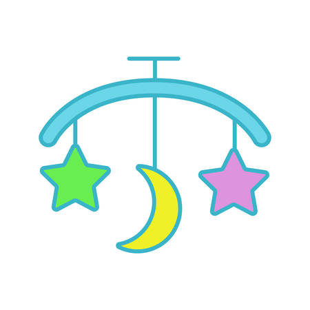 Baby bed carousel color icon. Hanging rattle. Isolated vector illustratioのイラスト素材