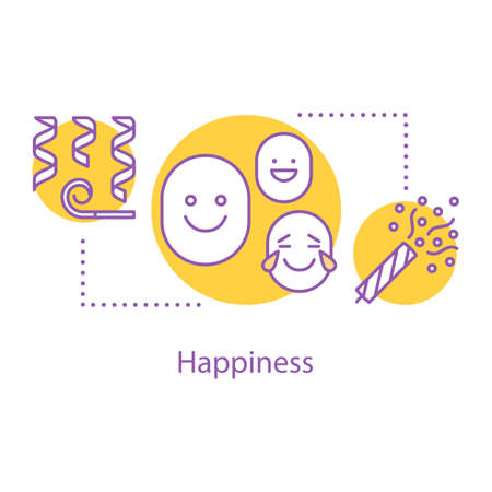 Happiness concept icon. Fun idea thin line illustration. Entertainment. Vector isolated outline drawingのイラスト素材