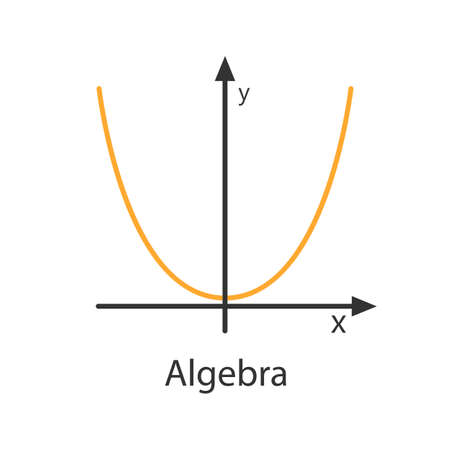 Coordinate system with parabola color icon. Algebra. Axis system. Isolated vector illustrationのイラスト素材