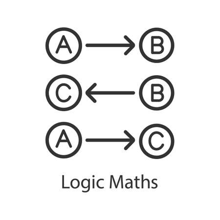 Logic maths linear icon. Thin line illustration. Logical rules. Thinking process. Contour symbol. Vector isolated outline drawingのイラスト素材