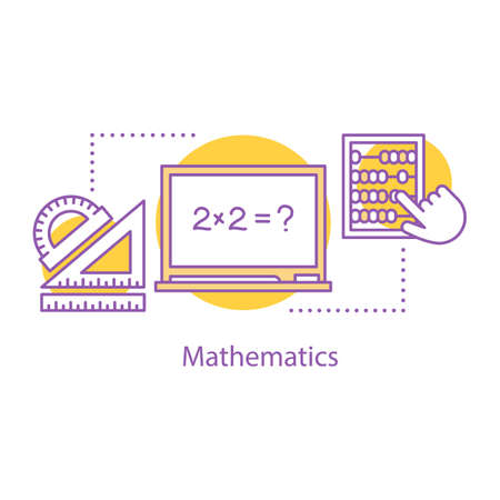 Mathematics concept icon. Math. School education idea thin line illustration. Geometry and algebra. Vector isolated outline drawingのイラスト素材