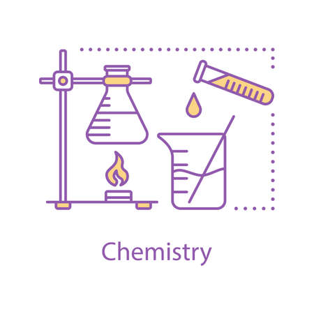 Chemistry concept icon. Chemical research idea thin line illustration. Science. Laboratory equipment. Diagnostic or scientific lab. Vector isolated outline drawingのイラスト素材