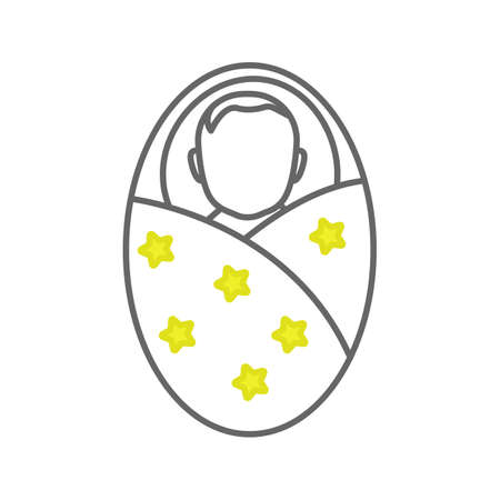 Swaddled baby color icon. Newborn child. Isolated vector illustrationのイラスト素材