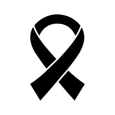 Anti HIV ribbon glyph icon. Fighting against AIDS. Silhouette symbol. World AIDS day. Negative space. Vector isolated illustrationのイラスト素材