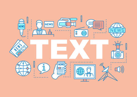 News broadcasting word concepts banner. Mass media. Journalism. Newscasting. Isolated lettering...