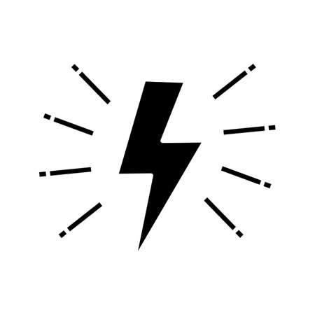 Lightning bolt glyph icon. Electricity sign. Speed and power. Silhouette symbol. Negative space....