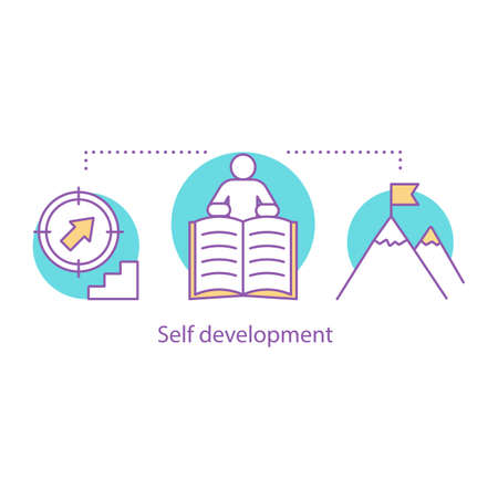 Self development concept icon. Personal growth idea thin line illustration. Goal achieving. Vector isolated outline drawingのイラスト素材