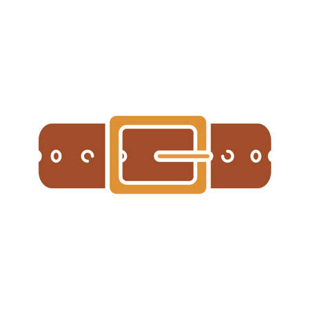 Leather belt glyph color icon. Silhouette symbol on white background with no outline. Negative space. Vector illustrationのイラスト素材