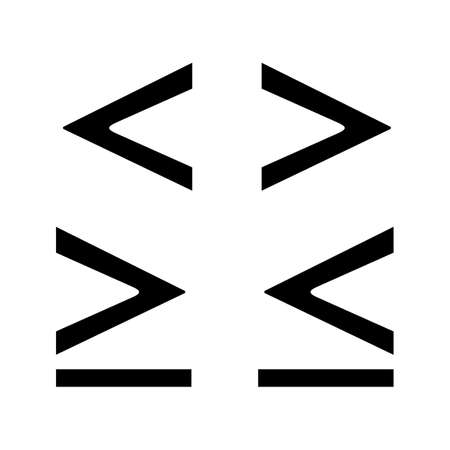 Math symbols glyph icon. Is less, greater or equal than signs. Silhouette symbol. Negative space. Vector isolated illustrationのイラスト素材