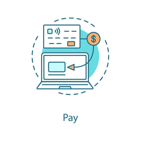 Cashless payment concept icon. Online banking idea thin line illustration.のイラスト素材