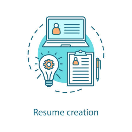 Resume creation concept icon. Personal information idea thin line illustration.のイラスト素材