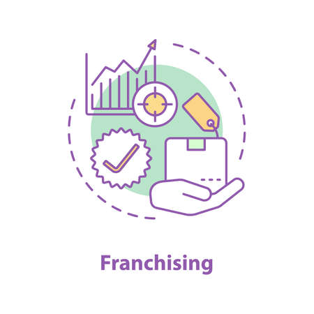 Franchising concept icon. Merchandise idea thin line illustration.のイラスト素材