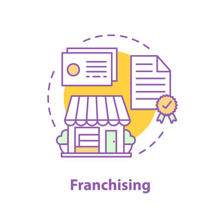 Franchising concept icon. Retail business idea thin line illustration.のイラスト素材