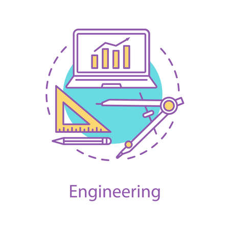 Engineering and construction concept icon. Computer technology and drafting idea. Thin line illustration. Development process. Vector isolated outline drawingのイラスト素材