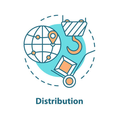 Logistics and distribution concept icon. Delivery service idea thin line illustration. Shipment. Products transportation. Vector isolated outline drawingのイラスト素材