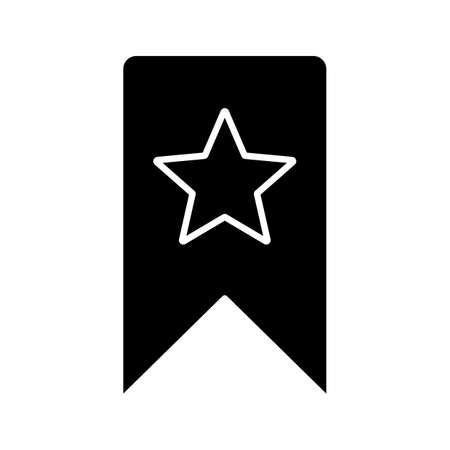 Bookmark with star glyph icon. Add to favorite. Silhouette symbol. Negative space. Vector isolated illustrationのイラスト素材