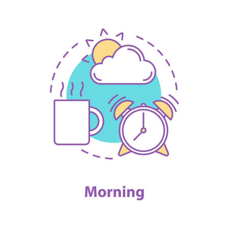 Morning concept icon. Getting up idea thin line illustration. Start of the day. Vector isolated outline drawingのイラスト素材