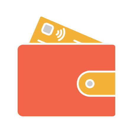 Account balance glyph color icon. Silhouette symbol on white background with no outline. Payment. Banking. Wallet with credit card. Negative space. Vector illustrationのイラスト素材