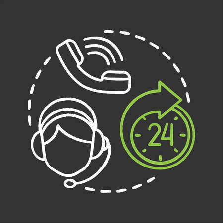Call chalk concept icon. Hotline idea. Call center. Phone support service. Vector isolated chalkboard illustrationのイラスト素材