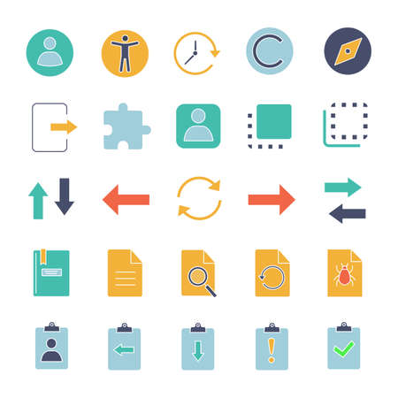 UI/UX glyph color icons set. System elements. Common actions symbols. Silhouette symbols on white background with no outline. Negative space. Vector illustrationsのイラスト素材