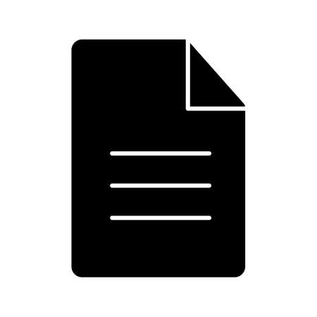 File glyph icon. Description. Note. Digital document. Information. Silhouette symbol. Negative space. Vector isolated illustrationのイラスト素材