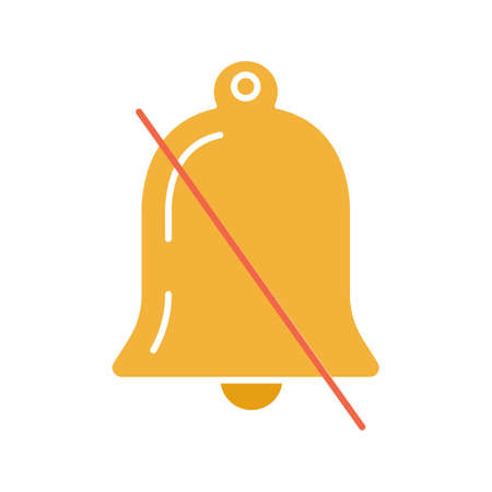 Notifications off glyph color icon. Reminder alarm off. Mute. Silhouette symbol on white background with no outline. Negative space. Vector illustrationのイラスト素材