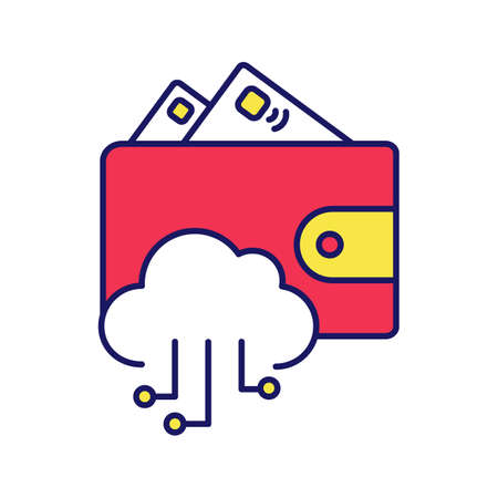 E-wallet color icon. Online money. E-payment. Digital wallet and cashless payments. Cloud computing. Isolated vector illustrationのイラスト素材