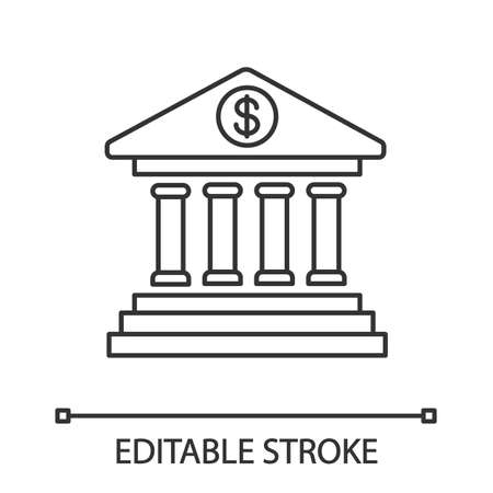 Online banking linear icon. Thin line illustration. Account balance. E-payment. Bank building. Contour symbol. Vector isolated outline drawing. Editable strokeのイラスト素材