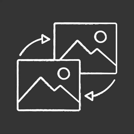 Data transforming chalk icon. Pictures reload. Image type changing. Data conversion. Isolated vector chalkboard illustrationsのイラスト素材