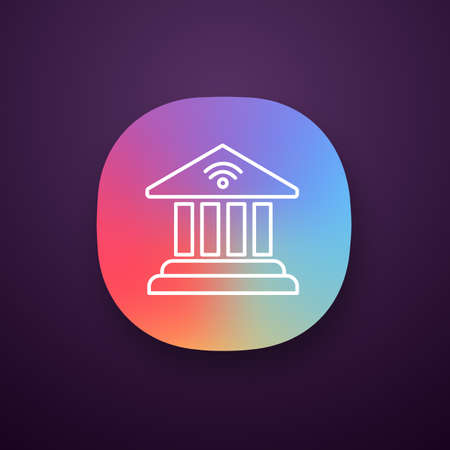 Online banking app icon. Account balance. E-payment. Bank building. UI/UX user interface. Web or mobile application. Vector isolated illustrationのイラスト素材