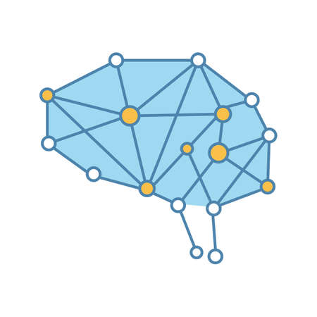 Artificial intelligence color icon. Neural network. Neurotechnology. Digital brain. Artificial intelligence. Isolated vector illustrationのイラスト素材