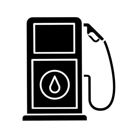 Filling station glyph icon. Petrol pump. Gasoline stand. Gas station. Silhouette symbol. Negative space. Vector isolated illustrationのイラスト素材