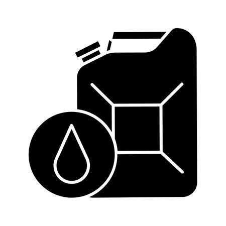 Steel jerry can glyph icon. Gasoline can. Petrol. Fuel container. Silhouette symbol. Negative space. Vector isolated illustrationのイラスト素材