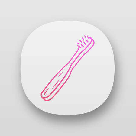 Bamboo toothbrush app icon. Eco friendly material. Organic wooden teeth cleaning tool. Dental care product. Eco brush. UI/UX user interface. Web or mobile applications. Vector isolated illustrationのイラスト素材
