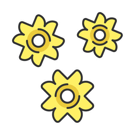 Stele pasta color icon. Little star-shaped pieces of dough. Semi-finished product for soup. Type of pastina. Traditional Italian meal. Mediterranean cuisine. Isolated vector illustrationのイラスト素材