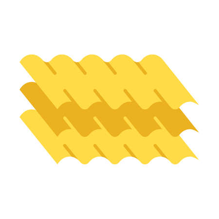 Lasagne flat design long shadow color icon. Italian meal. Rectangle sheets of pasta. Tiny rolled dough sheets. Semi-finished product for cooking. Mediterranean food. Vector silhouette illustrationのイラスト素材