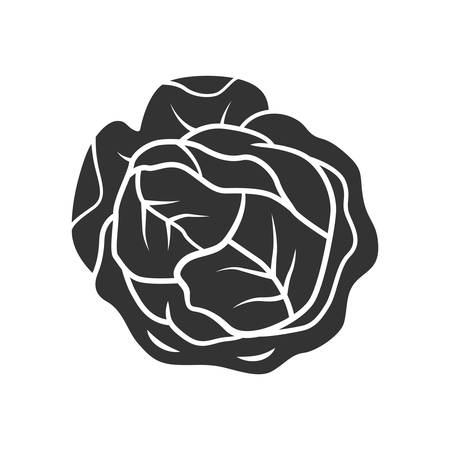 Cabbage glyph icon. Vegetable. Agriculture plant. Salad ingredient. Diet and nutrition. Healthy food. Vegetarian food. Vegetable farm. Silhouette symbol. Negative space. Vector isolated illustrationのイラスト素材