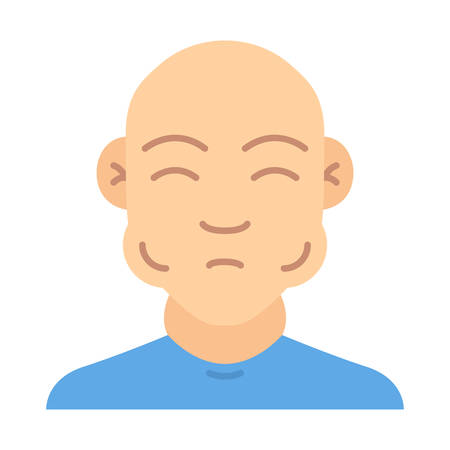 Face swelling flat design long shadow color icon. Insect bites, food allergy symptom. Anaphylaxis allergic reaction. Mumps contagious disease. Illness, infection. Vector silhouette illustrationのイラスト素材