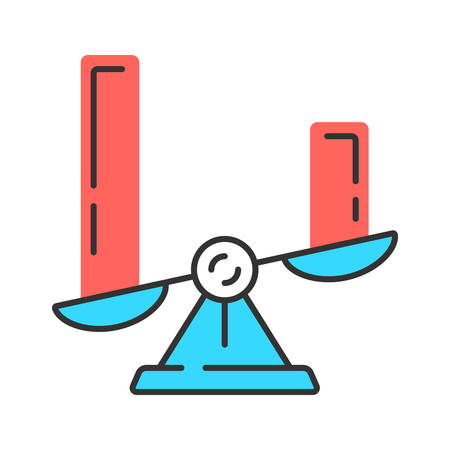 Comparison diagram color icon. Cluster diagram. Contrast objects symbolic representation. Visual comparison among discrete categories. Histogram on scales. Isolated vector illustrationのイラスト素材