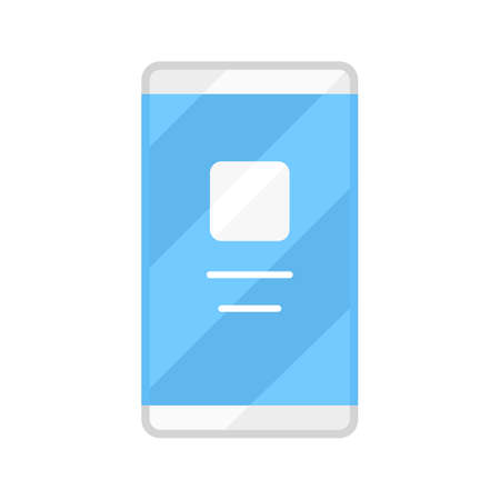 Mobile phone flat design color icon. Modern smartphone isolated vector illustration. Portable electronic device, trendy gadget. Communication technology, business tool. Cell phone with touchscreenのイラスト素材