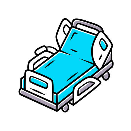 Motorized, electric hospital bed color icon. Device for physically disabled people. Paraplegic person treatment. Inpatient care, rehabilitation equipment. Isolated vector illustrationのイラスト素材