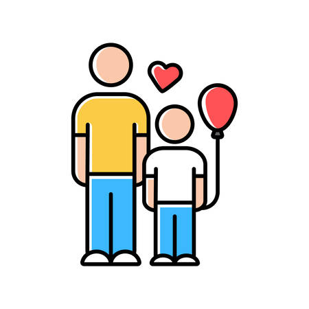Orphans help color icon. Child adoption program. Volunteering support program for motherless kids. Foster care. Family-type children home. Isolated vector illustrationのイラスト素材