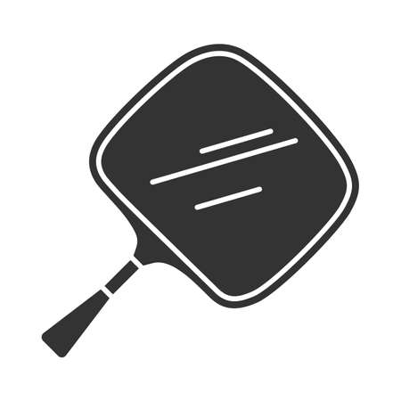 Hand mirror glyph icon. Small mobile tool for self-shaving and makeup. Hairstylist accessory. Instrument for showing back hairstyle. Silhouette symbol. Negative space. Vector isolated illustrationのイラスト素材